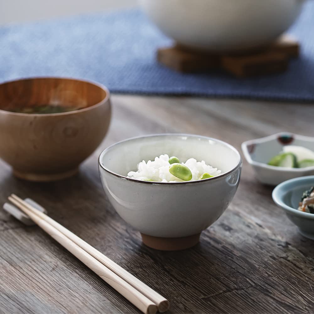 &NE Mino Ware Red Clay Tea Bowl, Haretoke, White, Diameter 11cm X Height 7cm, Made In Japan, Dishwasher Safe, Matte, Stylish NAW-193-WH