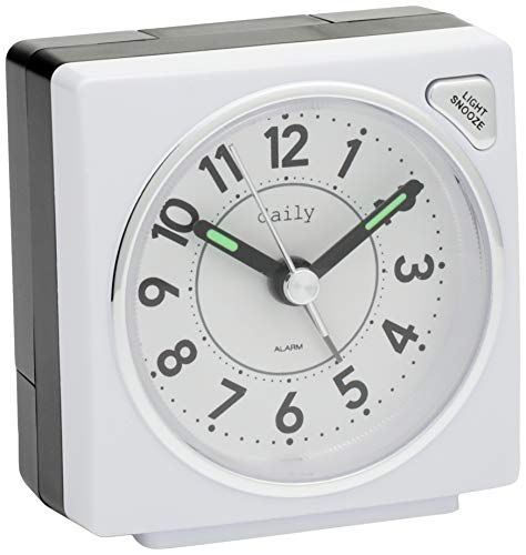 RHYTHM Alarm Clock Analog Small Cute Continuous Second Hand with Light Colorful Clock White DAILY RA27 8REA27DN03