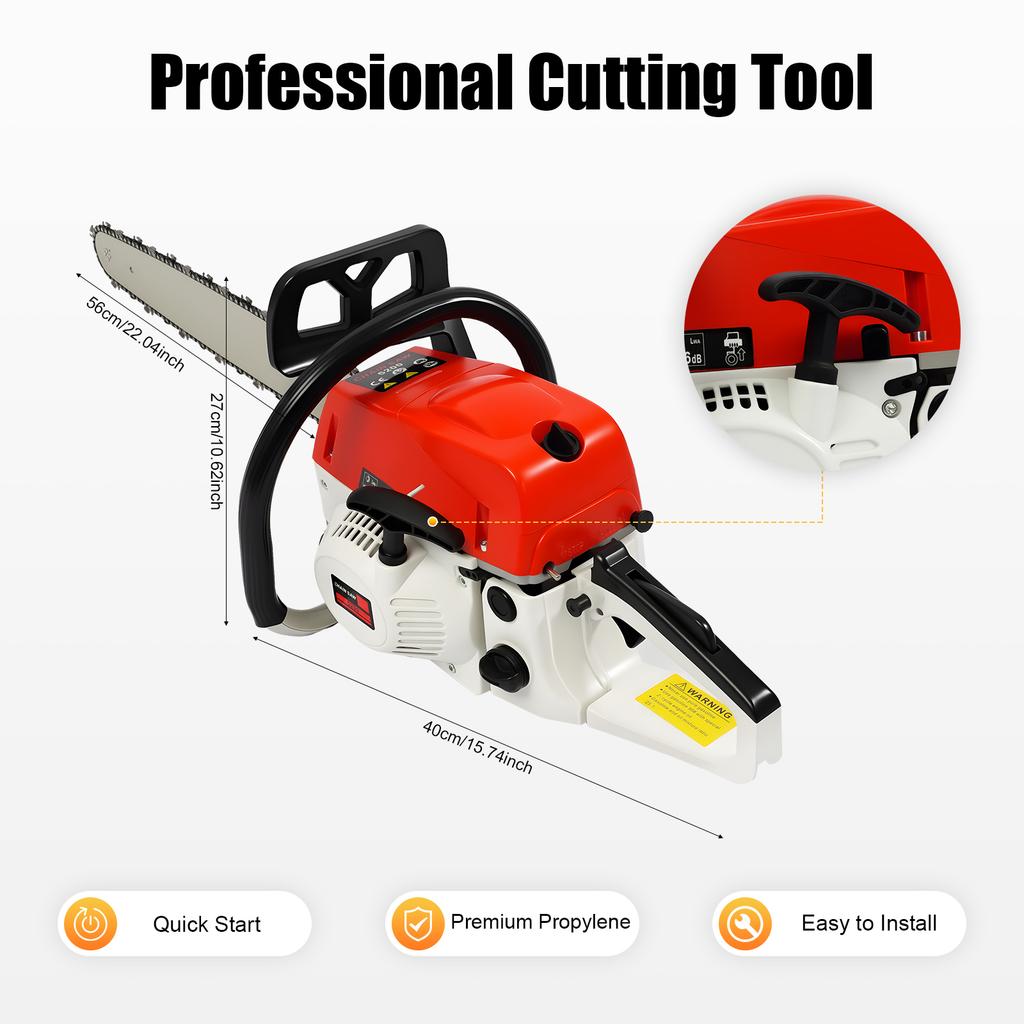 YIYIBYUS 52CC HandheldGas Powered Chainsaw Gasoline Chainsaw Cordless Petrol Gas Chain Saw for Tree Wood Cutting 7500rpm