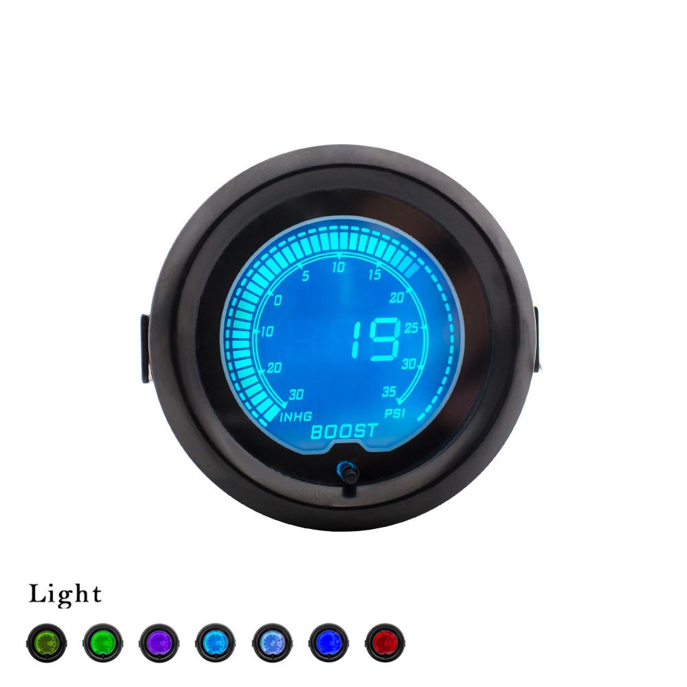 2" 52mm Car 7 Color LED Digital Turbo Boost Vacuum Pressure Gauge Meter 35 Psi