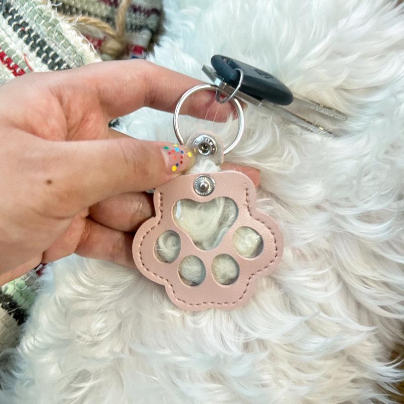 Pet Shedding Hair Storage Keychain: Creative Dog Paw Photo & Commemorative Cat/Dog Hair Keepsake Bag