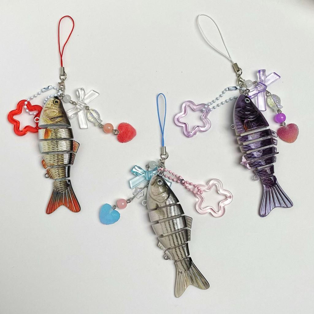 Fish Keychain Super Bionic Fish Bait Keychain Pentagram Love Crucian Carp Ocean Small Fish Multi-section Fish Luya Fashion Versa