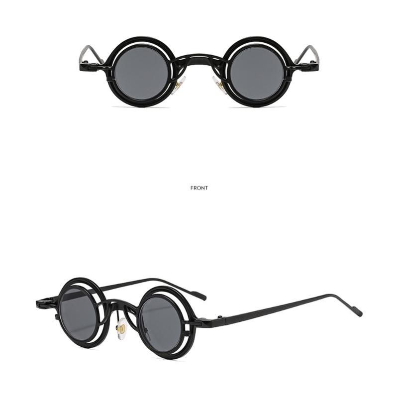 Round Metal Frame Sunglasses Retros Trendy Light Weight Sunglasses with Sun Protecting for Outdoor Activity