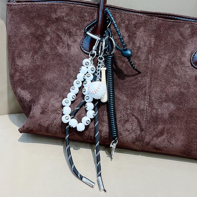 Bag Charm Beads Bag Pendant Handmade Woven Rope Backpack Decoration Keychains Girl's Car Key Ring