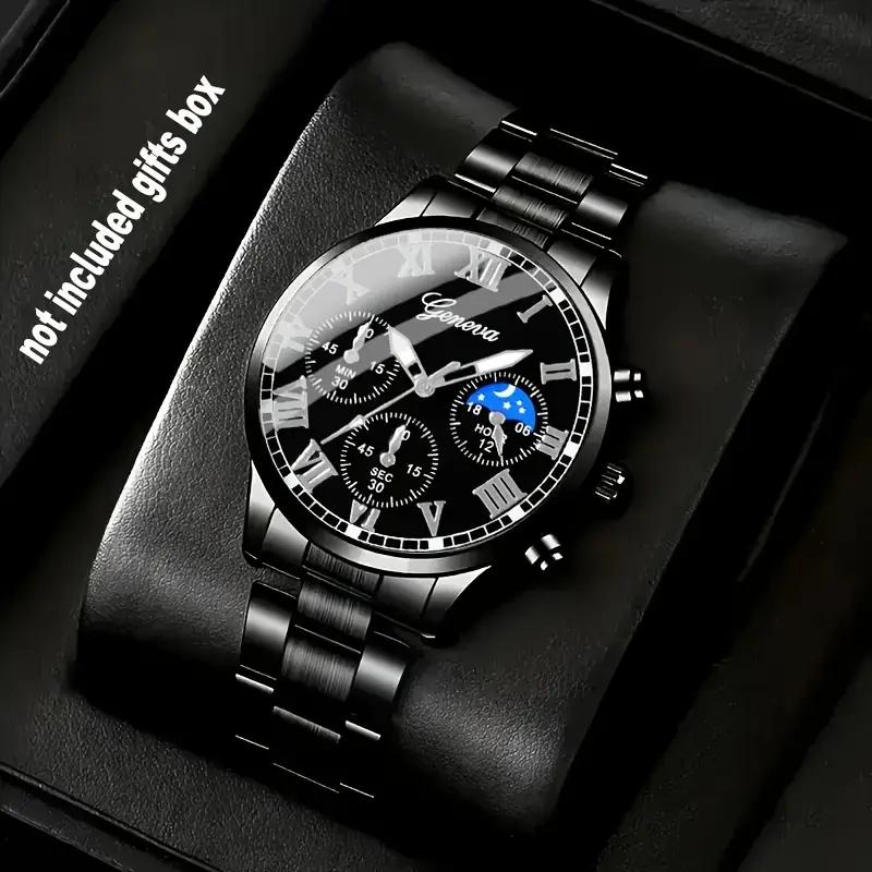 

Женева высококачественные мужские роскошные ремни модные кварцевые часы повседневные мужские круглые деловые спортивные роскошные кварцевые часы чёрный