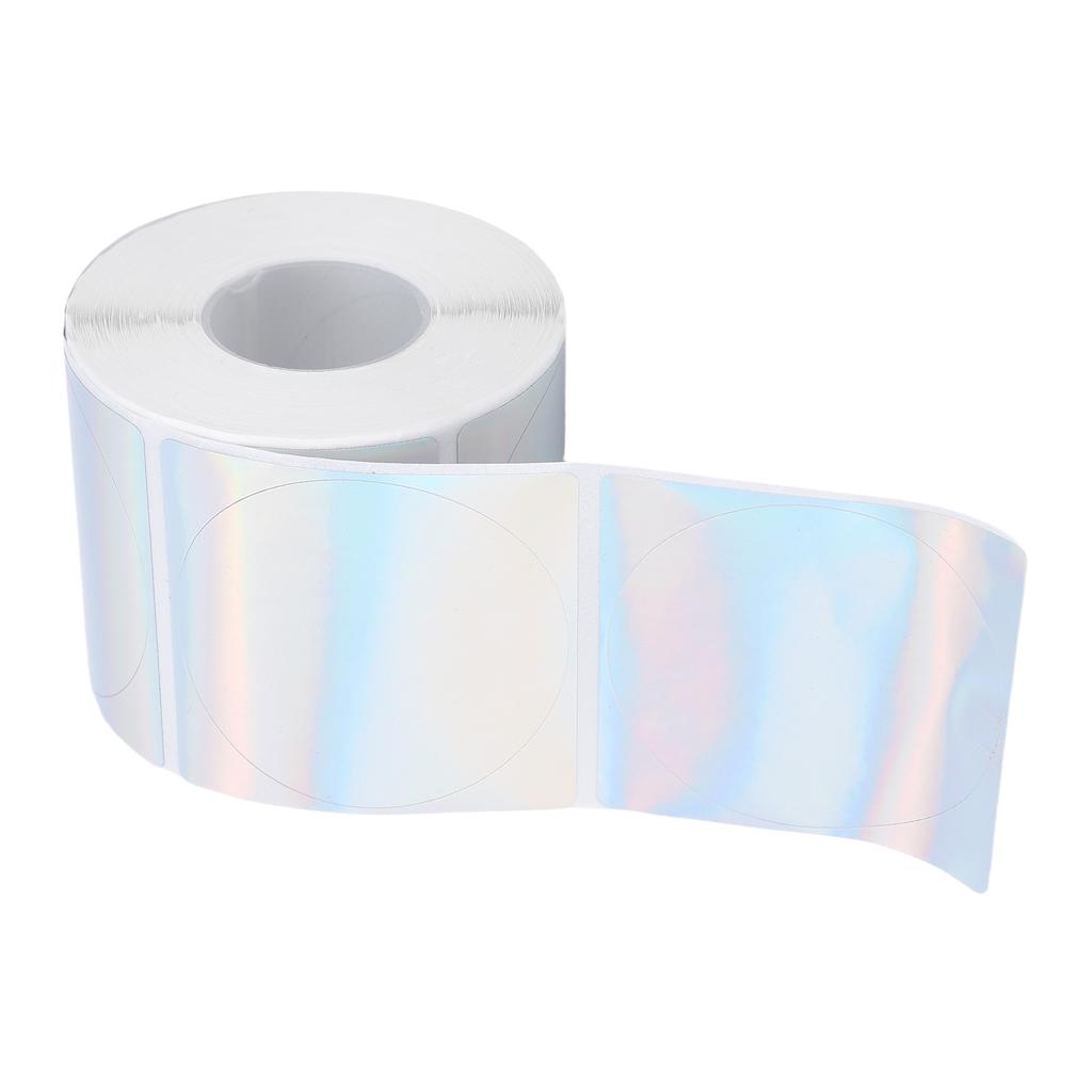 1 Rolle 400 Stück Holografische Etiketten 2 Zoll Runde Druckeraufkleber Selbstklebend Direkt Thermopapier zum Basteln