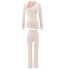 Pure Desire Style Sexy Slim Fit 2-Piece Set Long Sleeve T-Shirt Flare Pants / Midi Skirt Women