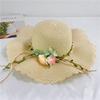 Summer flower straw hat women's foldable wavy edge small fresh big brim sun hat travel sun protection seaside beach hat