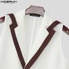 INCERUN 2PCS Men Sleeveless Patchwork Stitching Waistcoat and Long Pants Outfits Sets