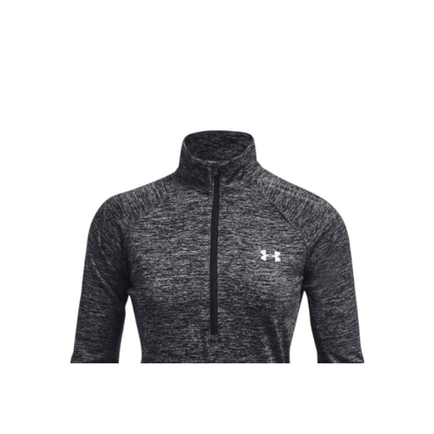 Under Armour Half Zip Stand Collar Long Sleeve T-Shirt Women Tops Black 1270525-001