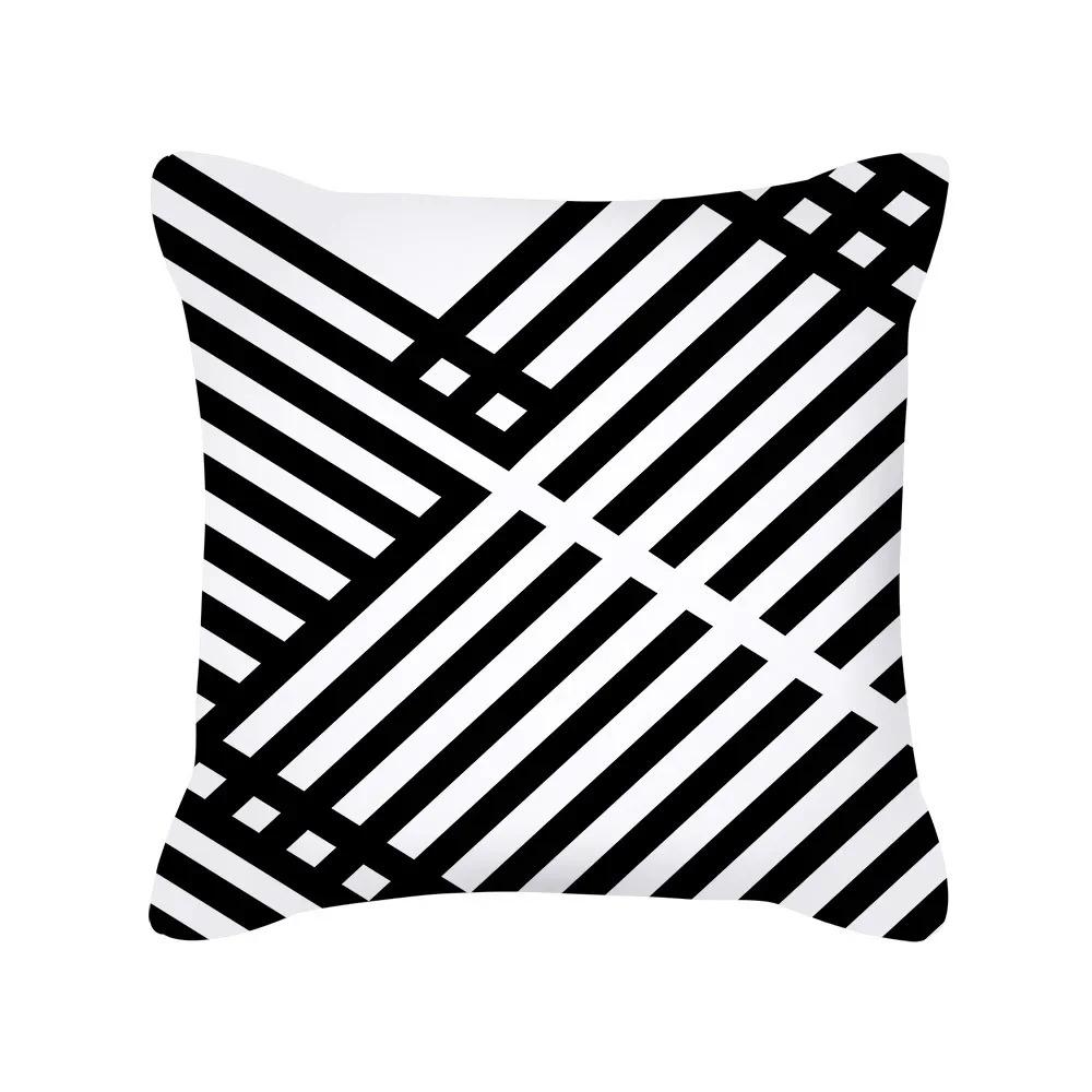 Kissenbezug schwarz und weiß, Kissenbezug mit geometrischem Druck, Moderner und schlichter Stil, Heimdekoration, für Sofa