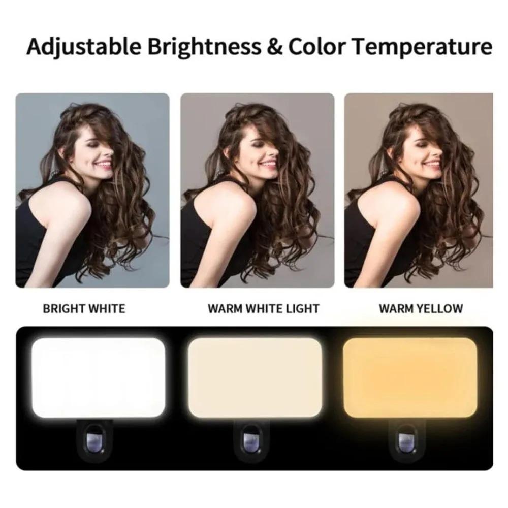 2025 New Portable Selfie Light 3 Modes Clip On Fill Light with Adjustable Brightness Mini Lighting Smartphone Tablet Computer