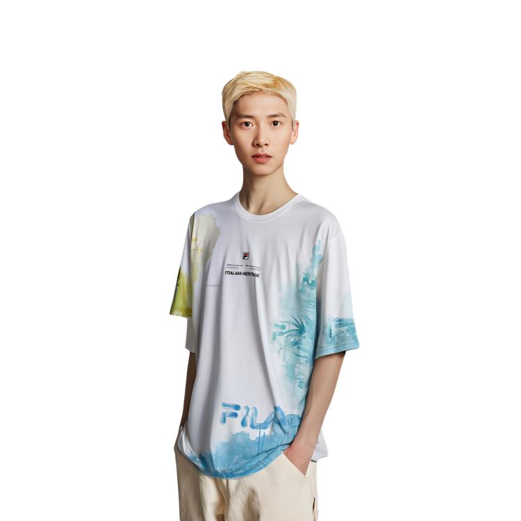 Fila All Over Print Shoulder T-Shirt Men Tops F11M328110F-ZA