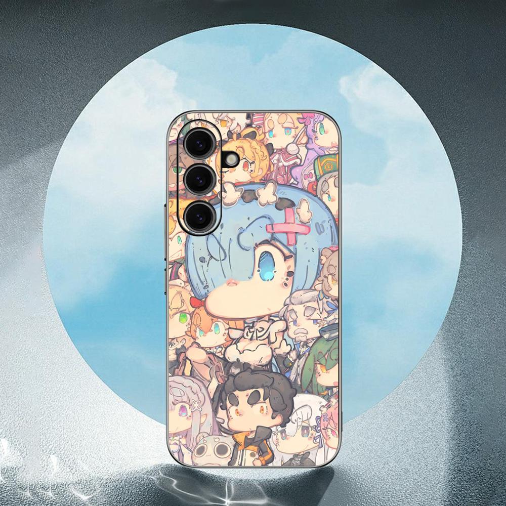 Re zero cute girl classic anime pattern Phone Case For Samsung Galaxy S26 S25 S24 S23 S22 S21 Plus Ultra Note20 Soft Black