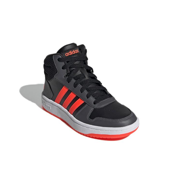 adidas Neo Hoops 2.0 Mid K Casual Slip Resistant Abrasion Resistant Mid Top Kids' Skateboarding Shoes Black Red Kids' GZ7768