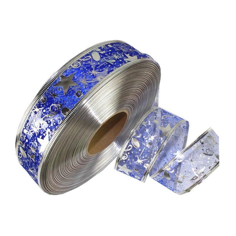 2m Gold Musical Notes and Star Satin Ribbon for Christmas Tree and Gift Decoration