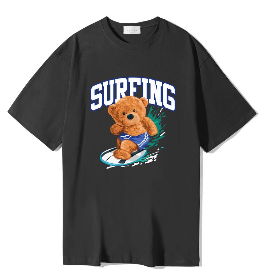 Yda Surfing Teddy Bear Oversized Short Sleeve T-Shirt_Ltss004Bk Black/M