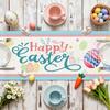 Hexagram Easter Table Runner, Easter Table Runners 72 Inches Long Bunny Eggs Spring for Party Home Dinner Decor