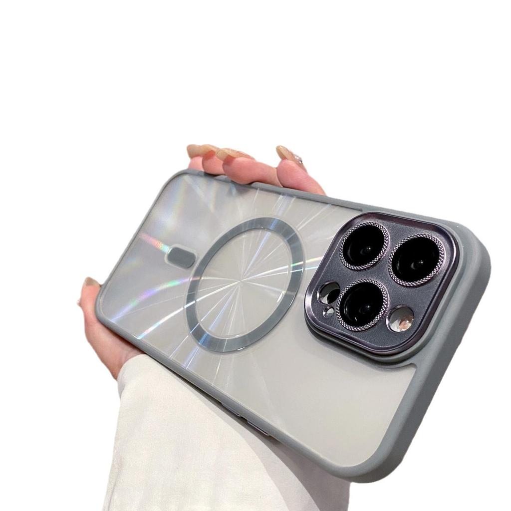 Suitable for Apple 15promax Phone Case, Transparent Aurora GD Pattern, Iphone14 Magnetic Anti-drop Case 13, Eye-protecting and Hard