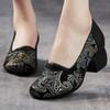 Fashion GKTINOO 2025 Spring New Ethnic Style Round Toe High Heels Shoes Versatile Retro Genuine Leather Pumps Women's Shoes