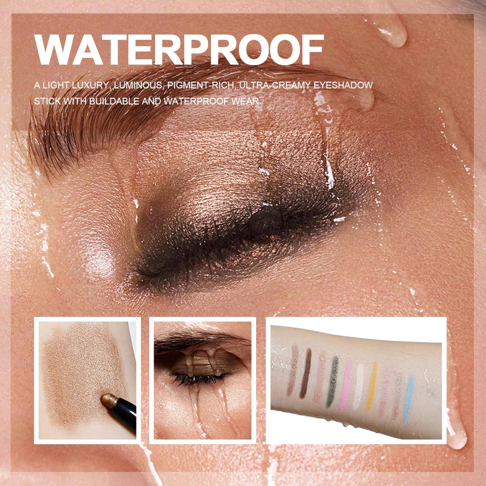 Lakerain Eyeshadow Stick Shimmer and Matte Long Lasting Waterproof Highlighter Metallic Glitter Eye Shadow Pencil Cosmetics