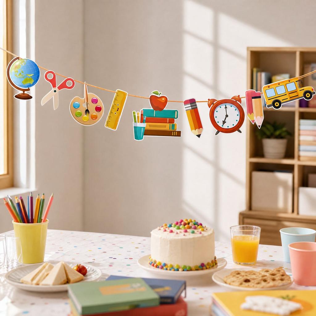 Back to School Party Supplies Bunting and Garland Theme Decor, A