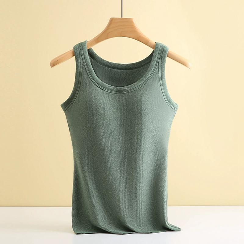 Женская однотонная флисовая внутренняя облегающая майка-топ Эластичный спортивный жилет с нагрудной подушечкой 3XL