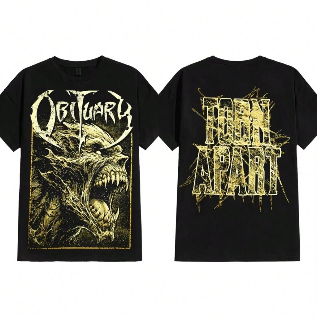 American Hip Hop T-Shirt 's Death Metal Obituary Streetwear Overszied Short Sleeves Y2k Heavy Cotton Clothing