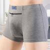 Men Underpants Plus Size High Elasticity Seamless Pocket Solid Color Soft Breathable Stretchy Waist Quick Dry No Constraint Mid Waist Men Boxers