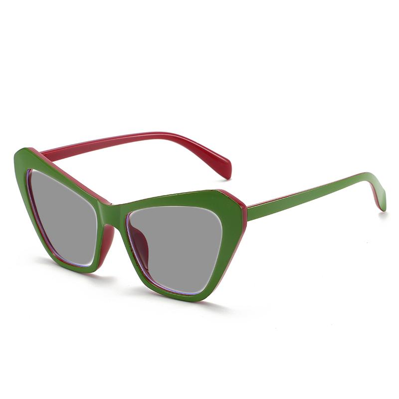 Fashion Cat Eye Color Blocked Presbyopia Glasses Simple Versatile Fashionable Polygonal UV Resistant Sunglasses Diopter To +4.0