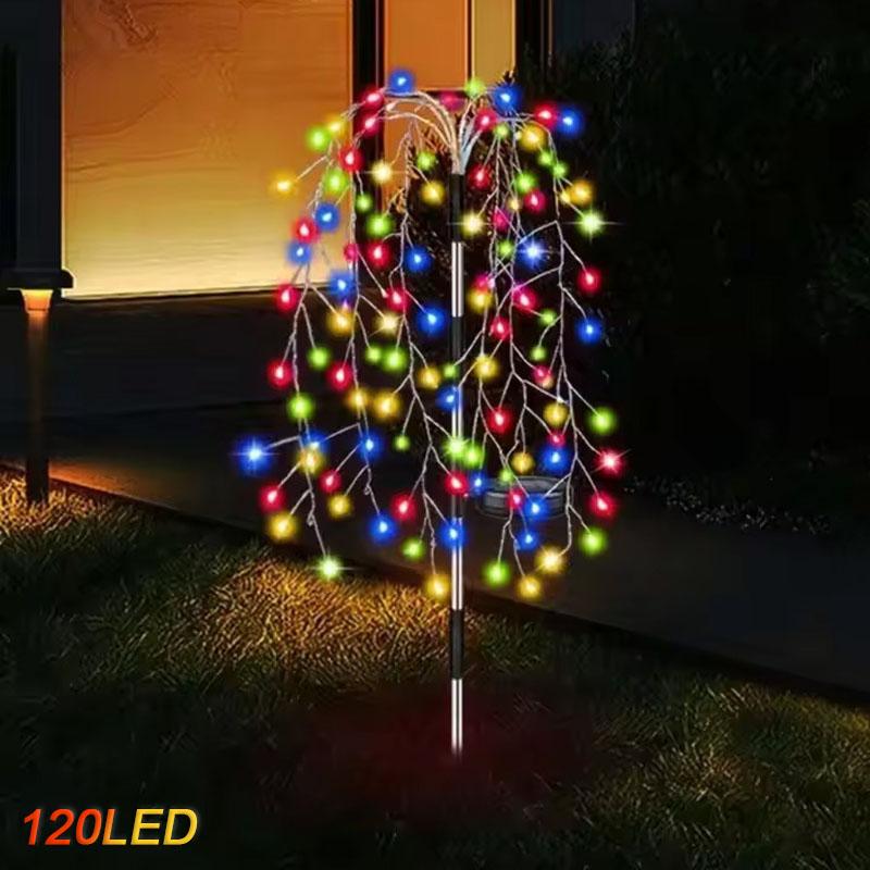 

200/120LED Солнечный фейерверк Свет Уличный Водонепроницаемый Фейерверк Огни Ивы Фея Светодиодная Садовая Декорация Газон Праздничная Гирлянда