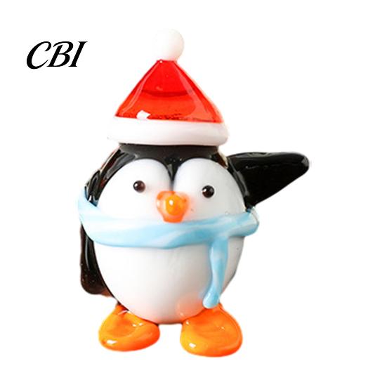 Christmas Party Favors Handmade Glass Mini Figurines, Cute Gnome Penguin Statues, Small Tree Tabletop Decor Ornaments for Desktop Car Dashboard Winter