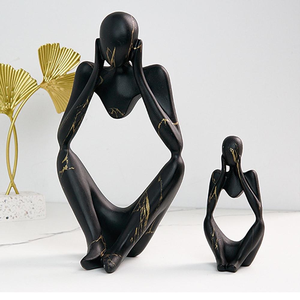 Creative Living Room Decor Resin Sculpture Figure Art Graffiti Think Statue Home Decoration Desk Painted Ornament Craft Gift