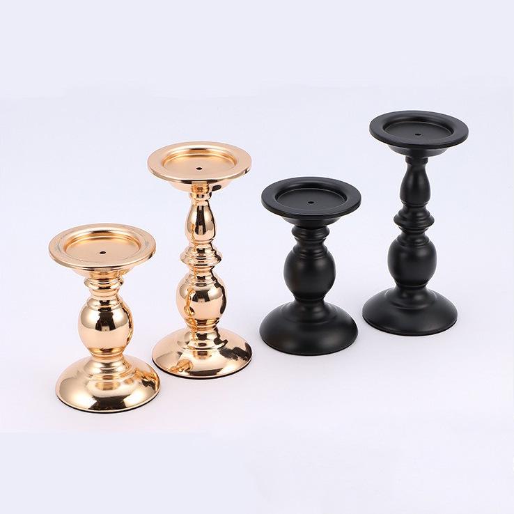 Nordic Two-Tone Gold & Black Metal Candlestick - Luxury Minimalist Scented Candle Holder for Home & Wedding Decor