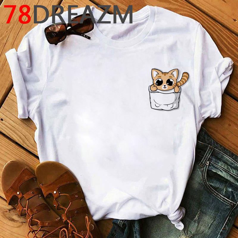 Lustige Katze 3D-Druck Damen T-Shirt Sommer Top Kawaii Kätzchen T-Shirt Unisex Koreanischer Stil Kleidung Niedliche Hip Hop Oberteile Weiblich