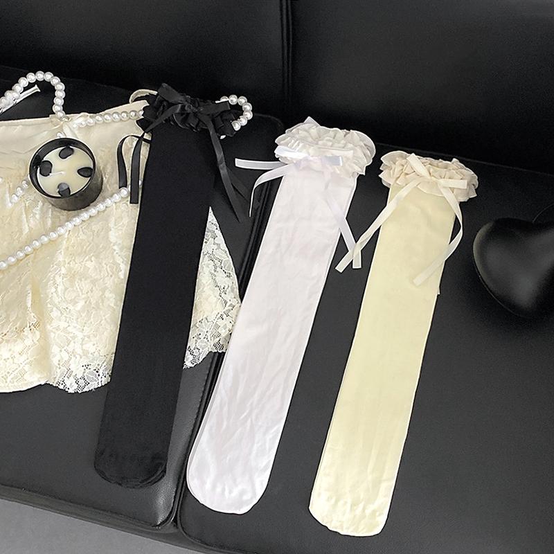 1Pair Lolita Long Tube Nylon Spring and Summer Over The Knee Thin Bow Girl's Lace