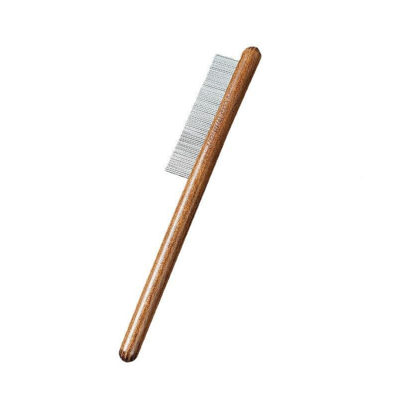 Solid Wood Grooming Comb for Cats & Dogs - Fine-Toothed, Knot Remover, Long Hair, Short Hair, Floating Hair Removal Brush.