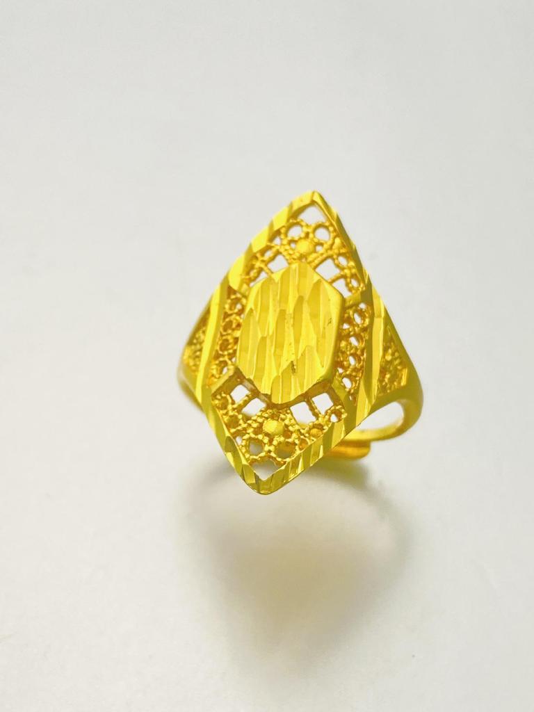 24K Gold Plated Adjustable Brass Ring - Personalized High-End Design