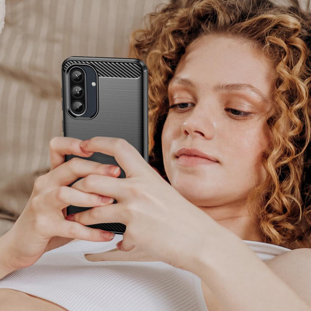 For Samsung Galaxy A36 5G Case with Screen Film WANLONFENG LS Series Big Lens Hole Brushed Texture TPU Phone Cover