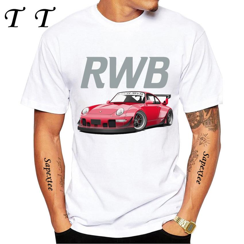 New Summer Men Short Sleeve Retro Turbo RWB 993 T-Shirt Hip Hop Casual Tops Vintage Harajuku Sport Car Fashion White Tees