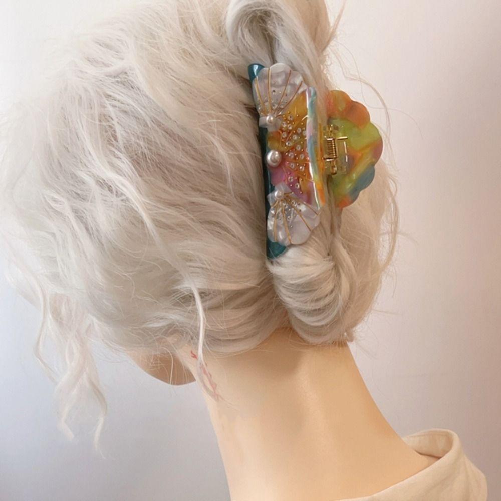 Elegant Ocean Series Hair Claw Acetic Acid Geometry Shark Clip Personalized Shell Hair Claw Women