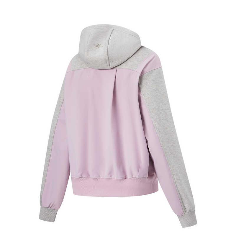 Li Ning Fitness Series Color Block Zipper Hooded Comfortable Breathable Loose Sports Windbreaker Women Outerwear AFDU294-5