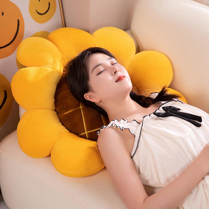 Artificial Natural Flower Sunflower Plush Doll Pillow Yellow Lifelike Flower Plush Pillow Super Soft Birthday Gift for Girls