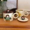 420ml Capacity Ceramic Coffee Mugs Handpainted Cartoon Retro Style Tableware  Breakfast Dining
