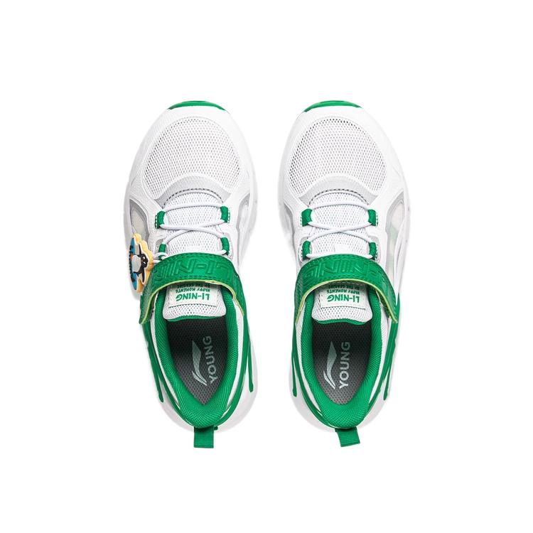 Li Ning Kids Casual Series Comfortable Fashion Simple Versatile Low-Top Kids Casual Shoes Kids sneaker White Green YKCV266-1