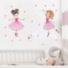 Cartoon Ballet Dancing Cat with Heart Stickers for Girls Room Wall Decor Kids Bedroom Nursery Removable Wall Art