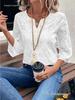 Spring & Autumn Casual Embroidered Lace V-neck Women's Top