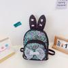 Ear Rabbit Letter Bow Sequin Childrens Backpack Zipper Design Layered Storage
