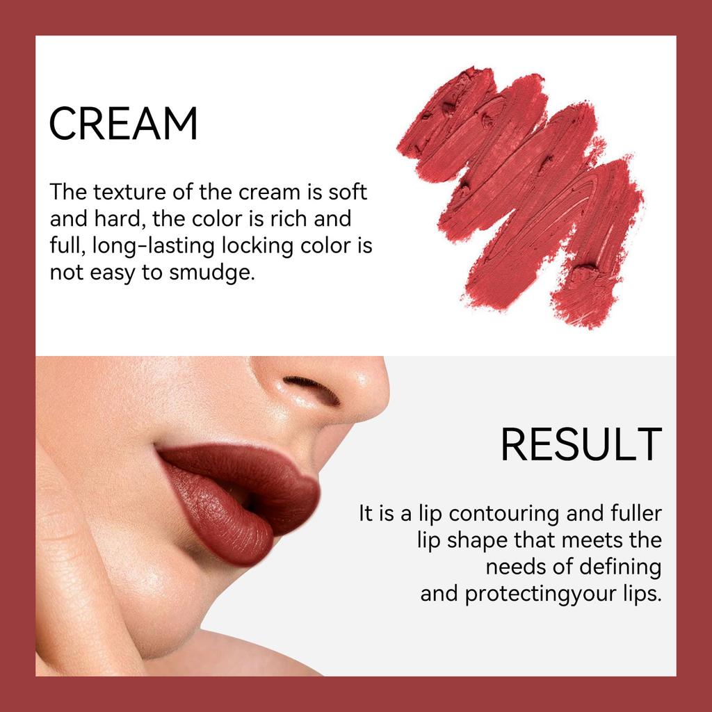 KISSIO Lip Liner, Creamy Lip Pencil, Long-lasting Lip Liner, with Sharpener, Matte Finish, Smooth and Soft, Non-drying, Easy To Use, Cruelty-free,