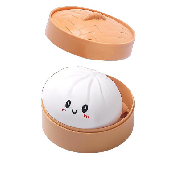 Hračka na úlevu od stresu v podobě pařené buchty s parním hrncem, simulace plněné buchty, mačkací senzorická hračka, měkká TPR, čínská buchta, fidget hračka